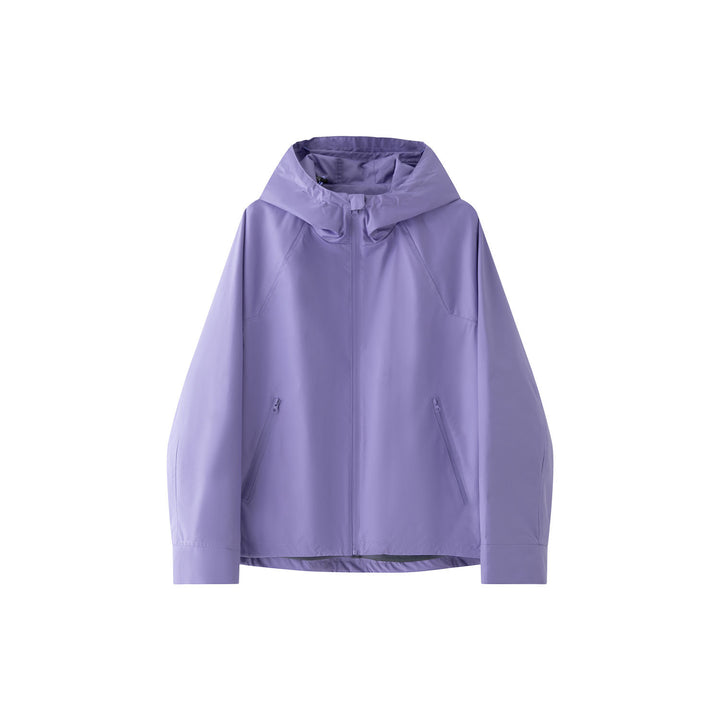Women's Lightweight Water-Repellent Hooded Rain Parka with Drawstring and Front Zipper Amarae