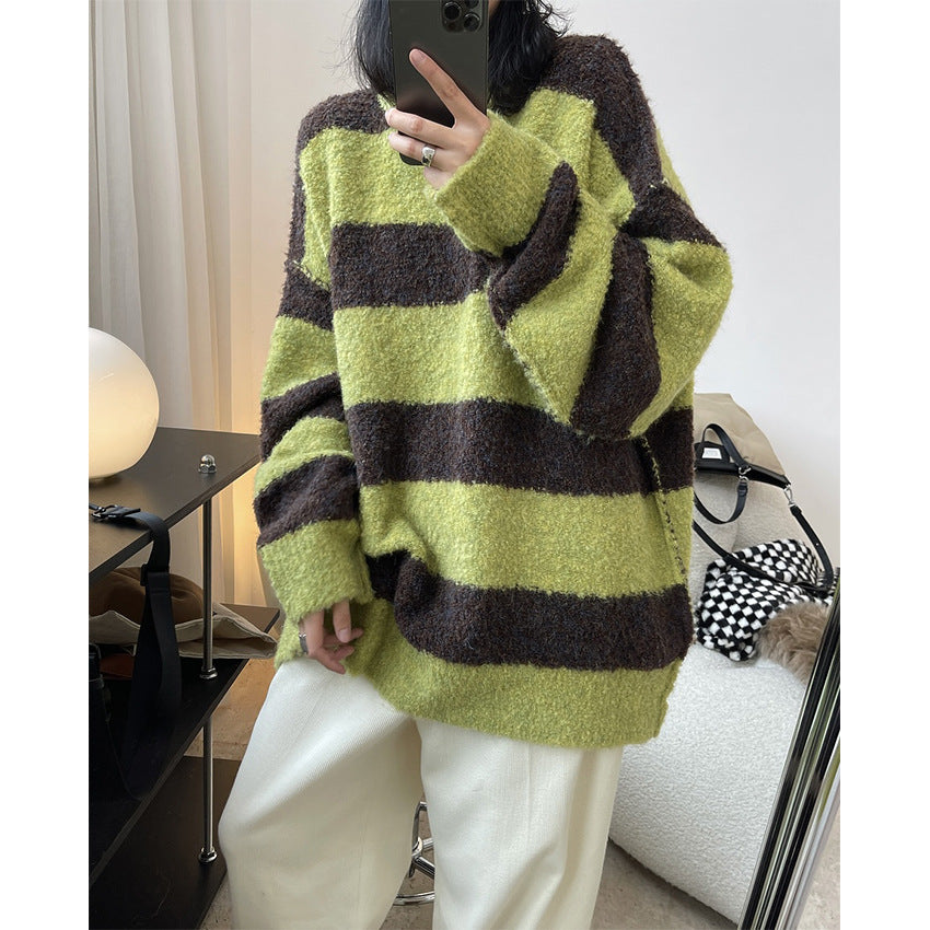 Women Cozy Oversized Knit Dress with Boucle Structure and Round Neckline Amarae