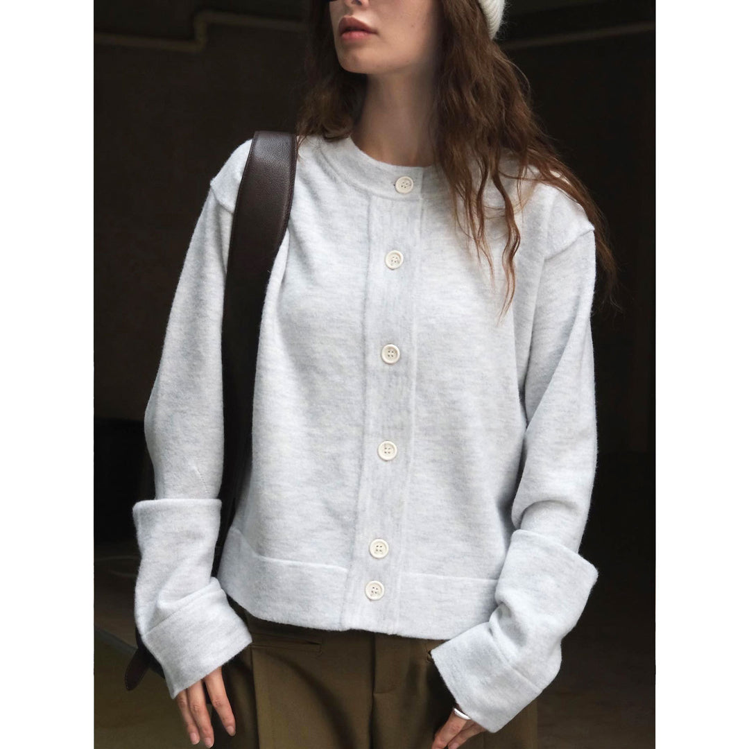 Women's Loose Fine Knit Button Cardigan with Drop Shoulder Amarae