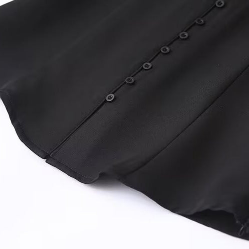 Women's finely flowing shirt blouse with narrow button placket and classic shirt collar Amarae