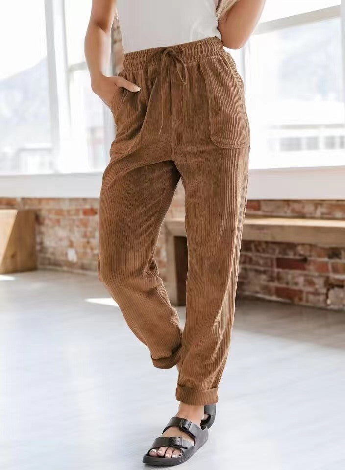 Ladies Comfortable Corduroy Leisure Pants Lune London