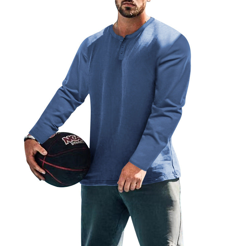 Men's long sleeve Henley shirt in textured fabric with practical button details Lune London