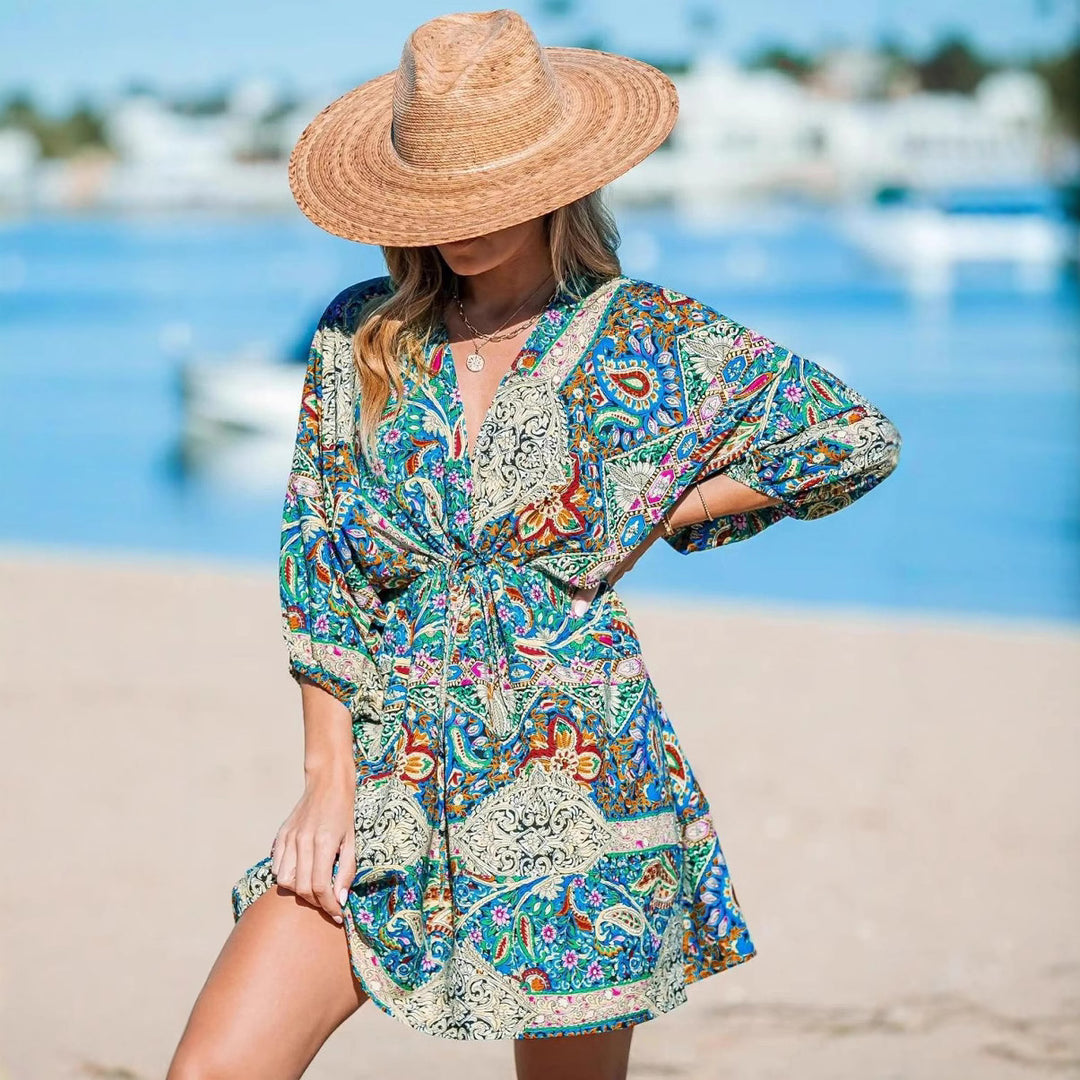 Chic Bohemian Tie Beach Dress for Women