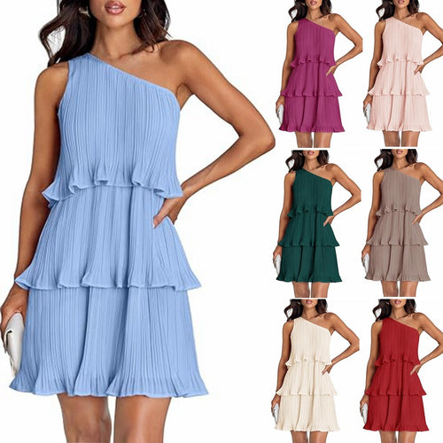 Asymmetrical ruffle dress for women with ruffle details Amarae