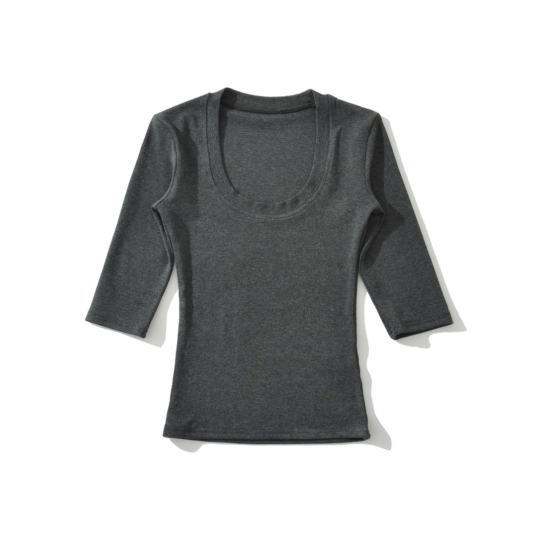Women's fitted long sleeve with a deep round neckline Amarae