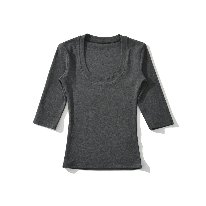 Women's fitted long sleeve with a deep round neckline Amarae