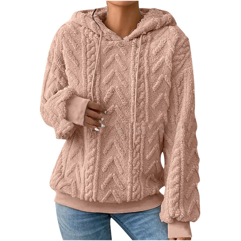 Women's fluffy hoodie with cable-knit pattern and oversized cut Amarae