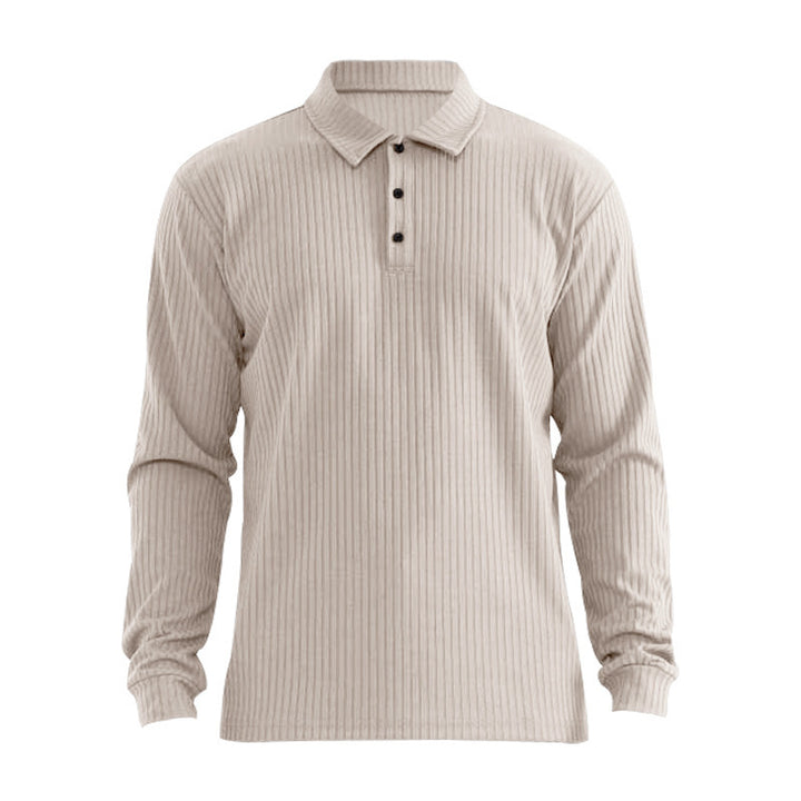 Long sleeve polo shirt for men with structured ribbed look Lune London