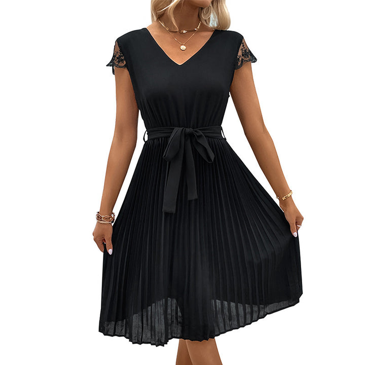 Elegant A-line dress for women with lace sleeves Lune London
