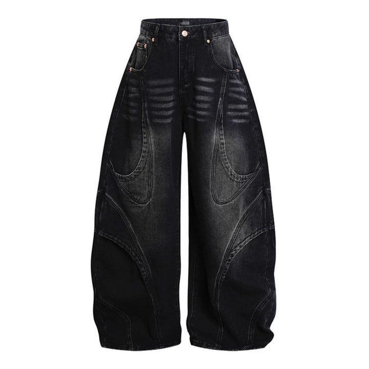 Women's Wide High-Waisted Balloon Jeans with Distinctive Panel Seams Amarae