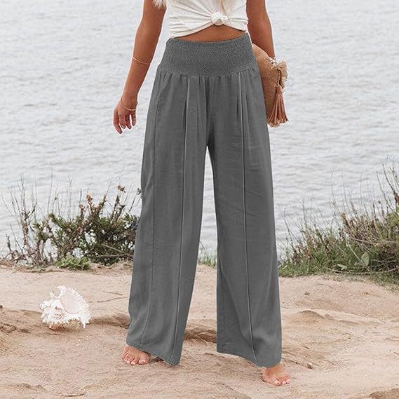 Elegant and wide Palazzo trousers for women with high waist and draping Lune London