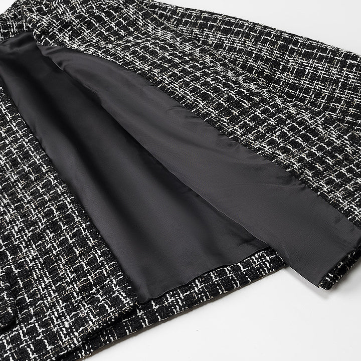 Women Tailored Short Jacket made of Boucle Tweed with Golden Decorative Buttons Amarae