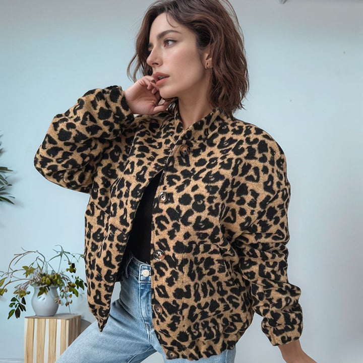 Lune London leopard print plush teddy jacket for women