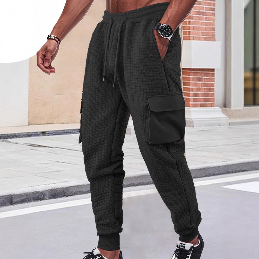 Men's cargo jogger pants with textured design and practical pockets Lune London