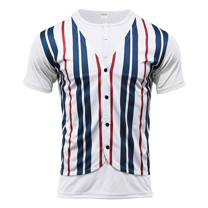 Short shirt for men with an innovative V-neck and a chic and stylish button placket