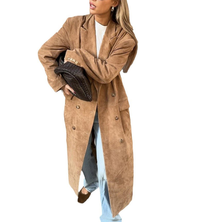 Women Elegant long coat with double buttoning and practical pockets Amarae