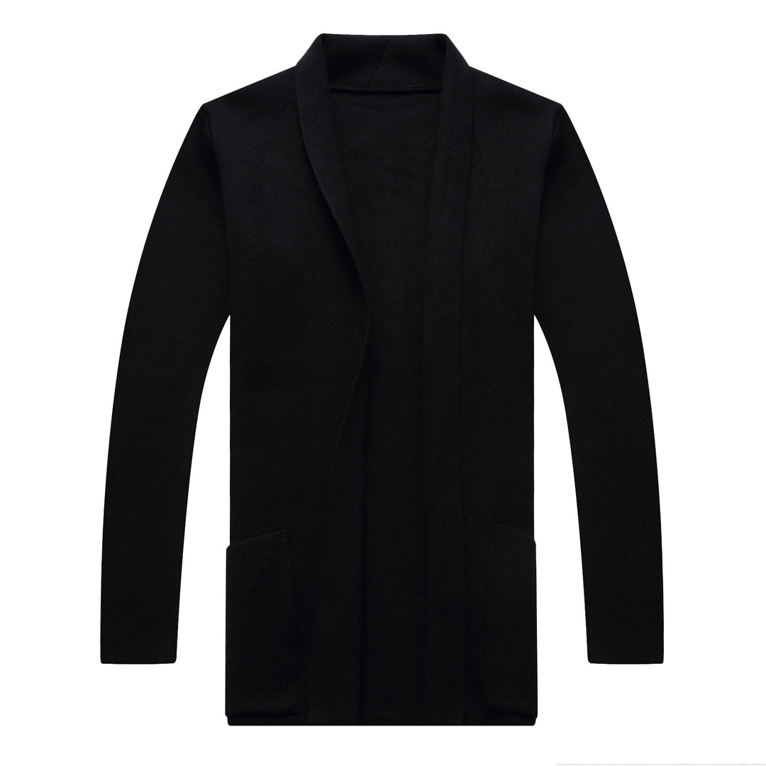 Long knit coat for men with open fronts and modern details Lune London