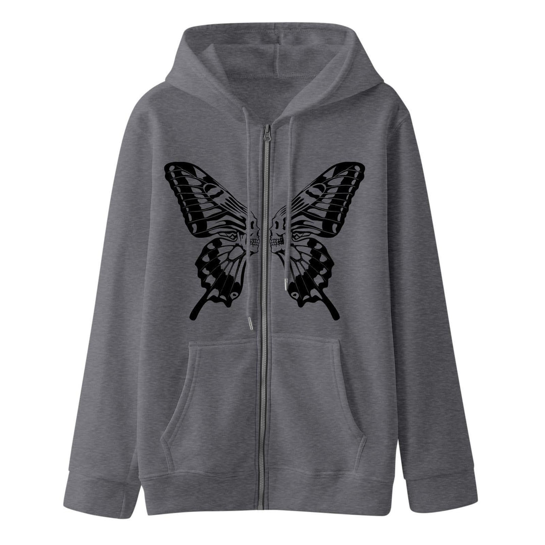 Women's hoodie sweatshirt jacket with unique butterfly print Lune London