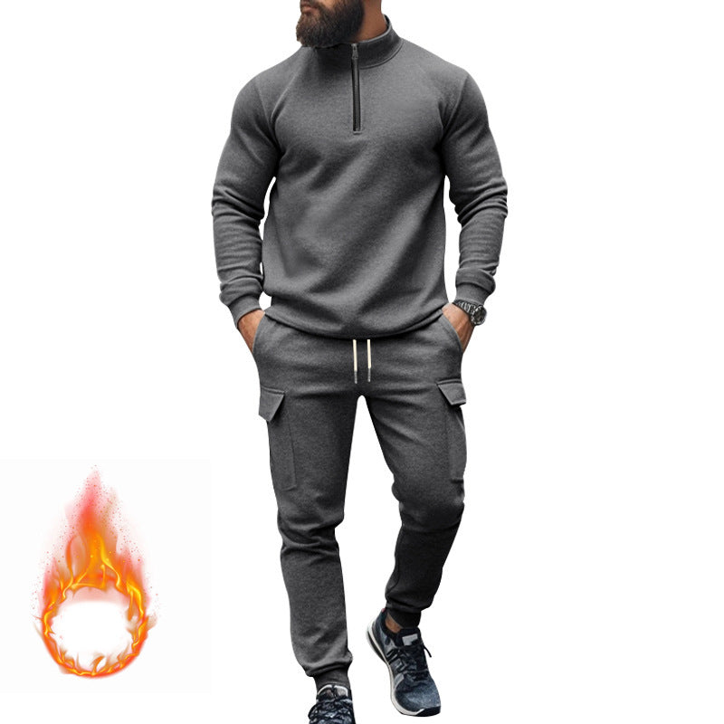 Men's fleece sports set with functional zipper and cargo pants Lune London