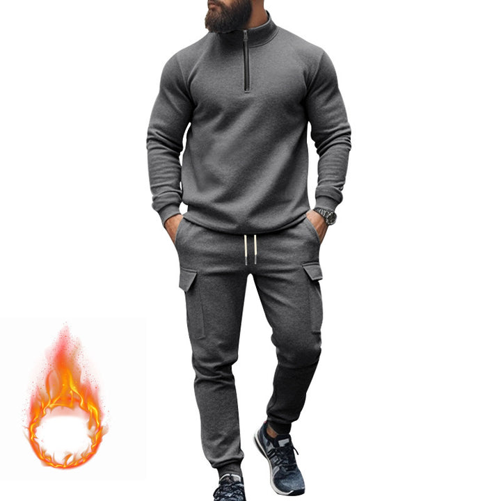 Men's fleece sports set with functional zipper and cargo pants Lune London