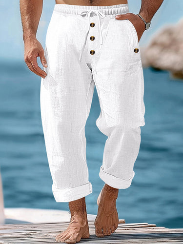 Casual linen pants for men with adjustable waistband and functional pockets Amarae