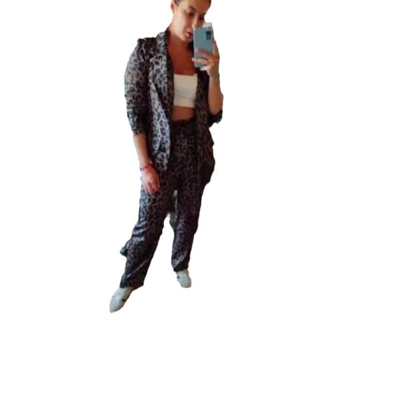 Women Elegant Leopard Print Suit Set Lune London