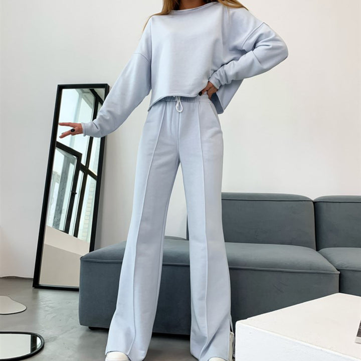 Lune London casual cropped sweatshirt and loose sweatpants set for women