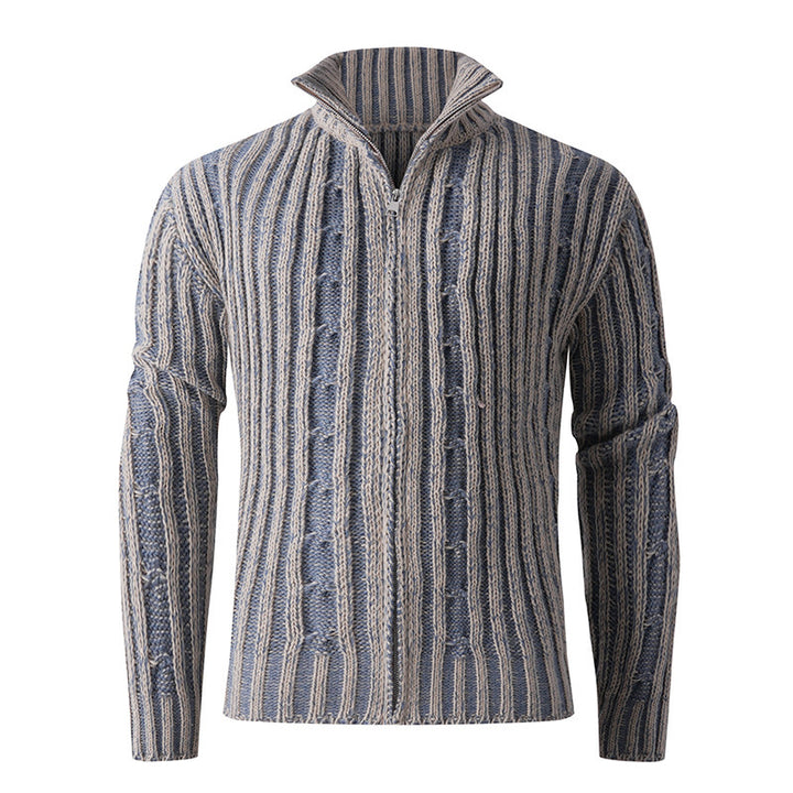 Fashionable knit jacket for men with high zipper and unique pattern Lune London