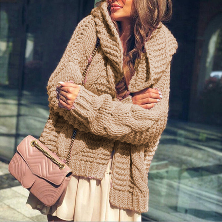Oversized chunky knit jacket for women with voluminous sleeves Lune London