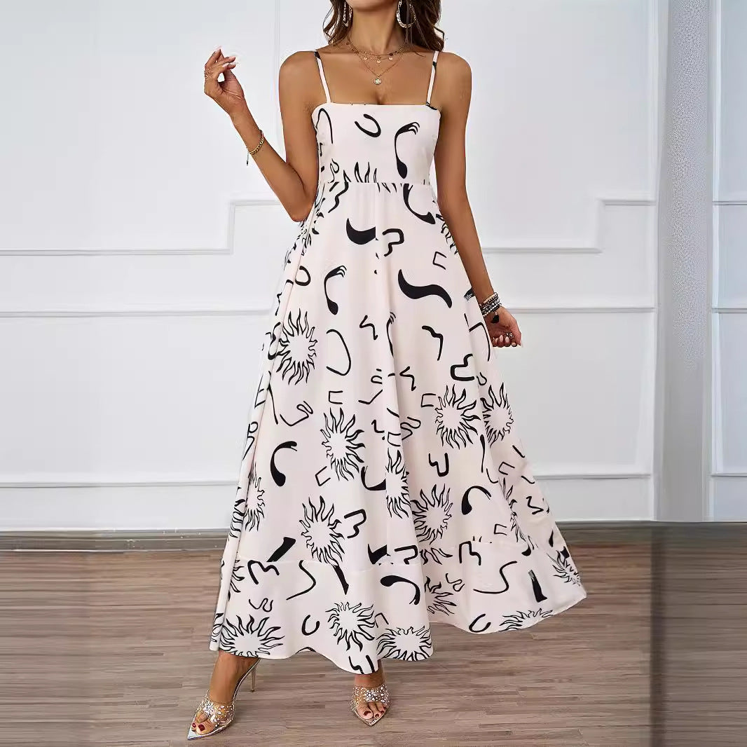 Women’s maxi dress with modern graphic print and loose fit Lune London
