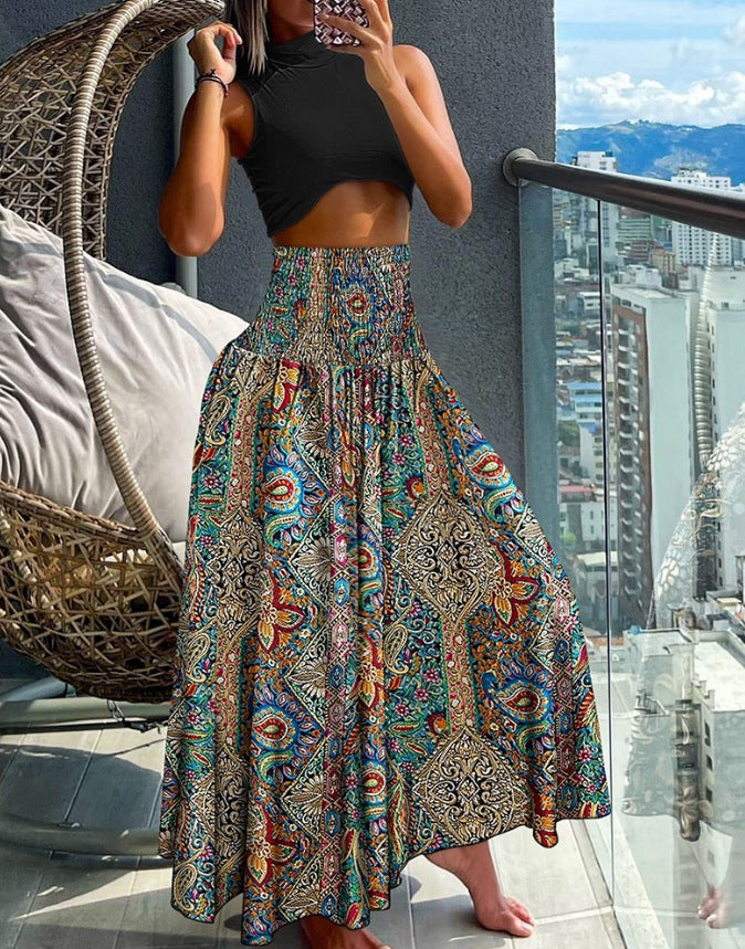 Women Bright Printed Maxi Skirt Lune London