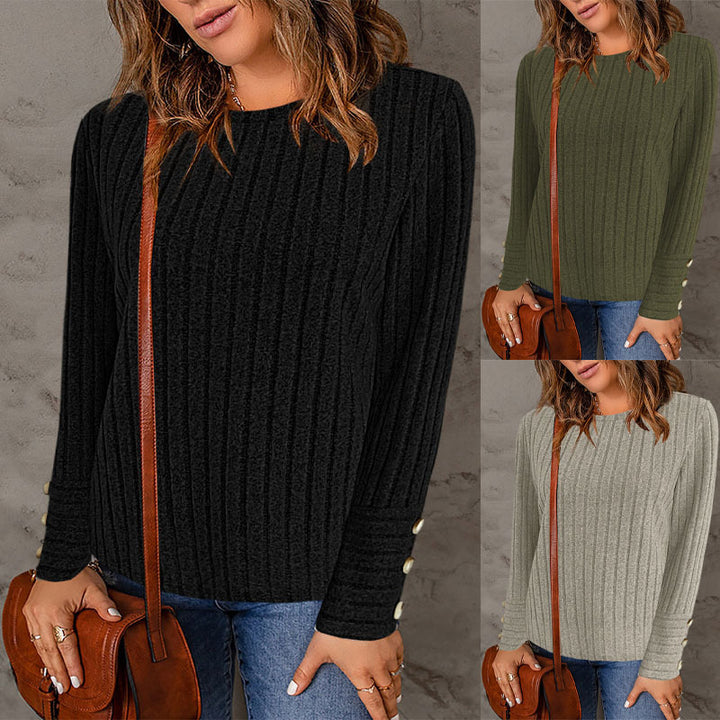 Light sweater for women with an elegant rib structure and Lune London button details