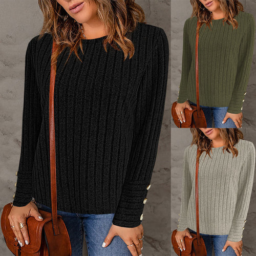 Light sweater for women with an elegant rib structure and Amarae button details