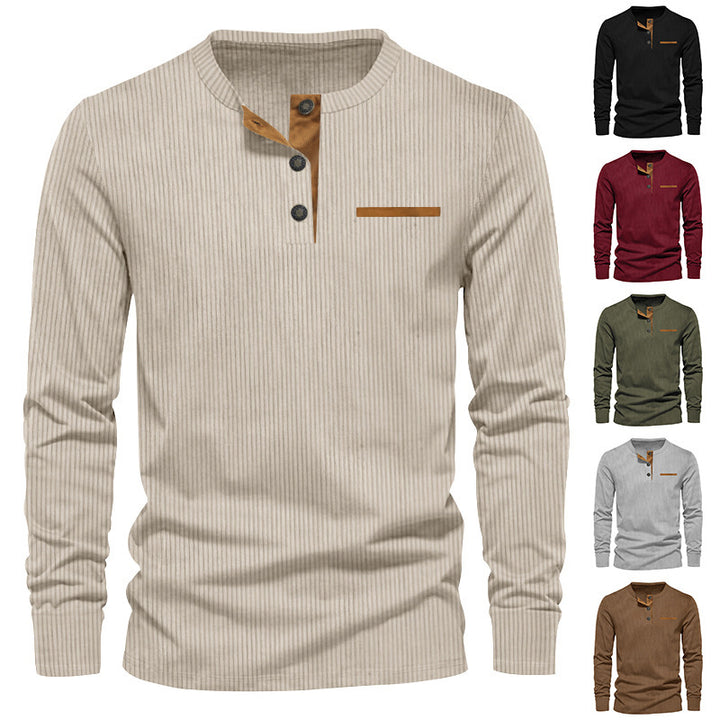 Long sleeve shirt for men with ribbed design and button placket Amarae