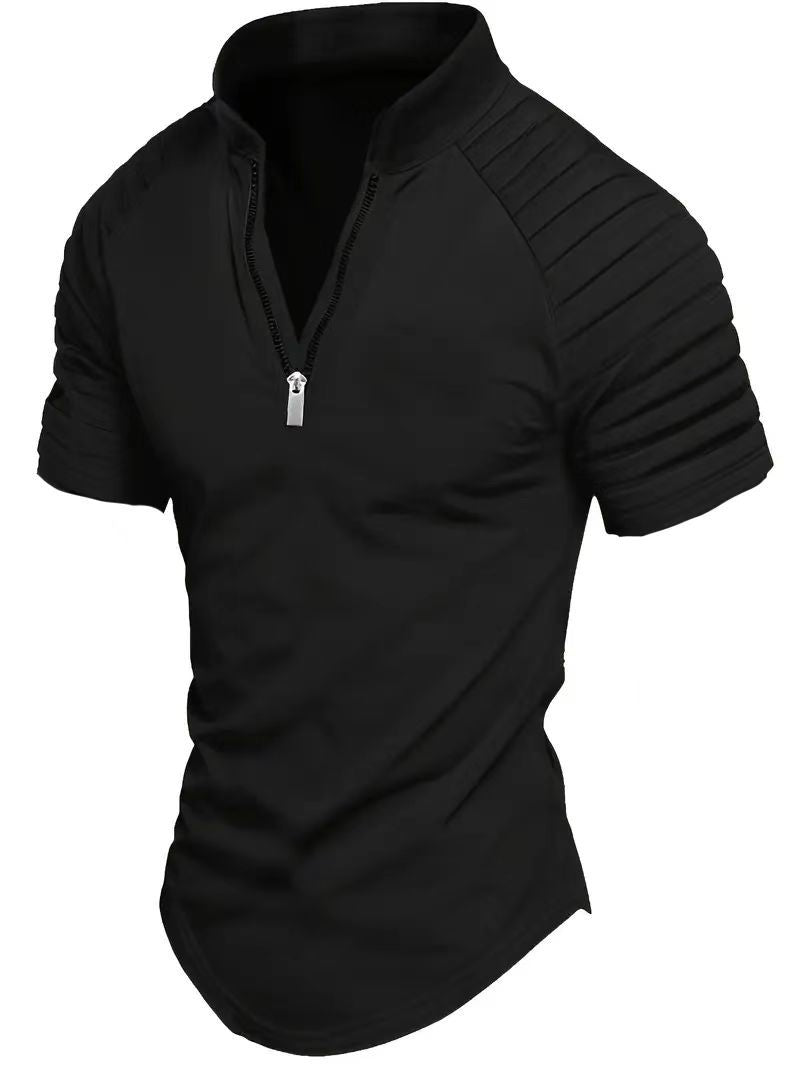 Men's sporty functional shirt with half zipper and ribbed details Lune London
