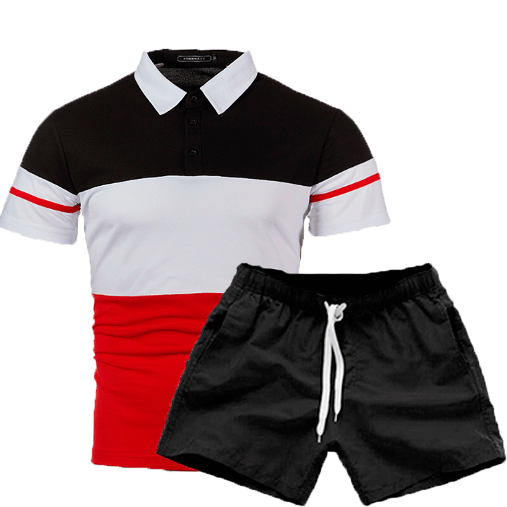 Men's polo set and swim shorts with modern Lune London accents
