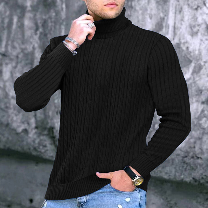 Elegant turtleneck sweater for men with an exquisite twist pattern structure Lune London