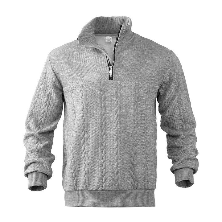 Fleece sweater for men with high collar and textured design Amarae
