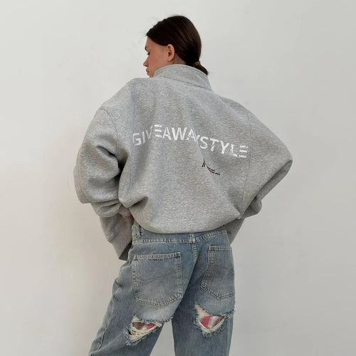 Oversized casual jacket for women with urban inscription Amarae