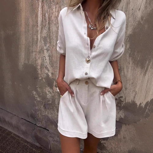 Casual jumpsuit set for women with button top and elastic waist Amarae