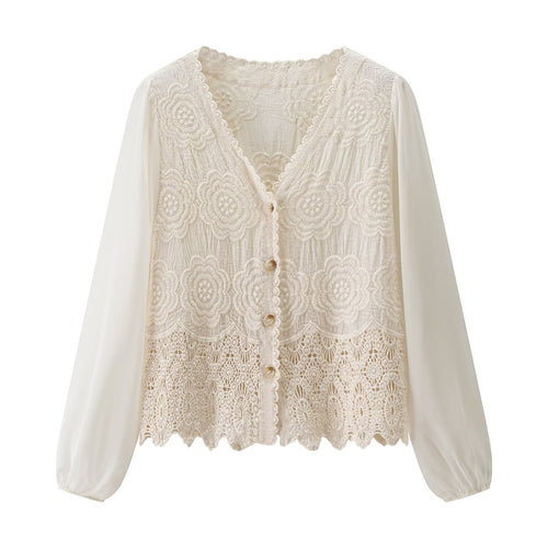 Blouse en dentelle pour femmes avec boutons élégants Chic & Stil