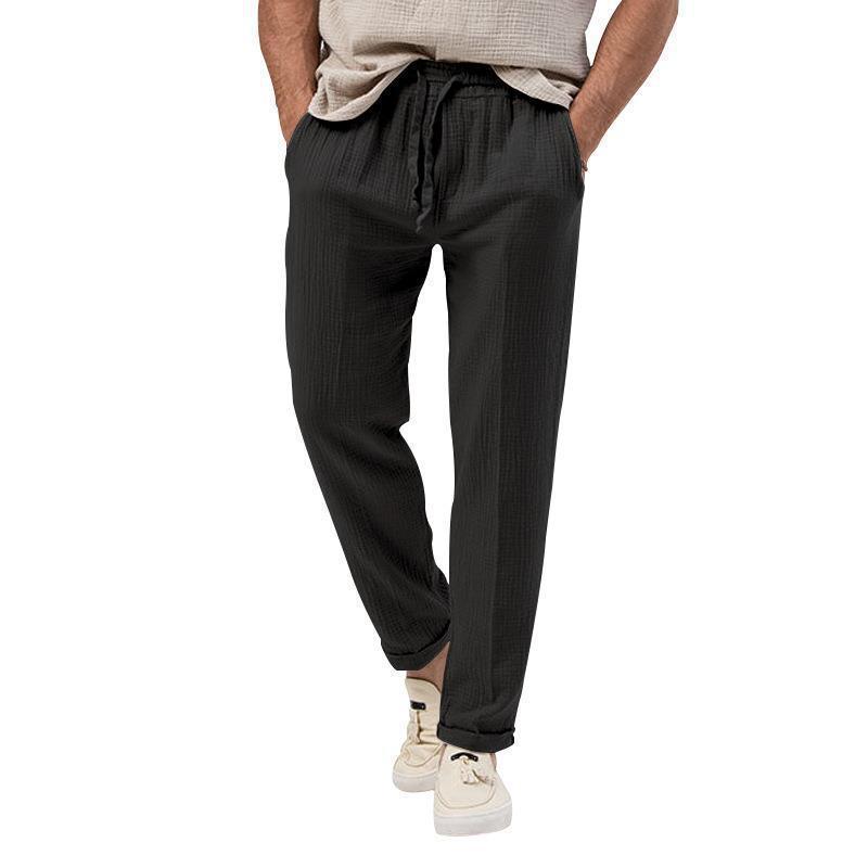 Casual linen pants for men with elastic waistband and practical side pockets Lune London