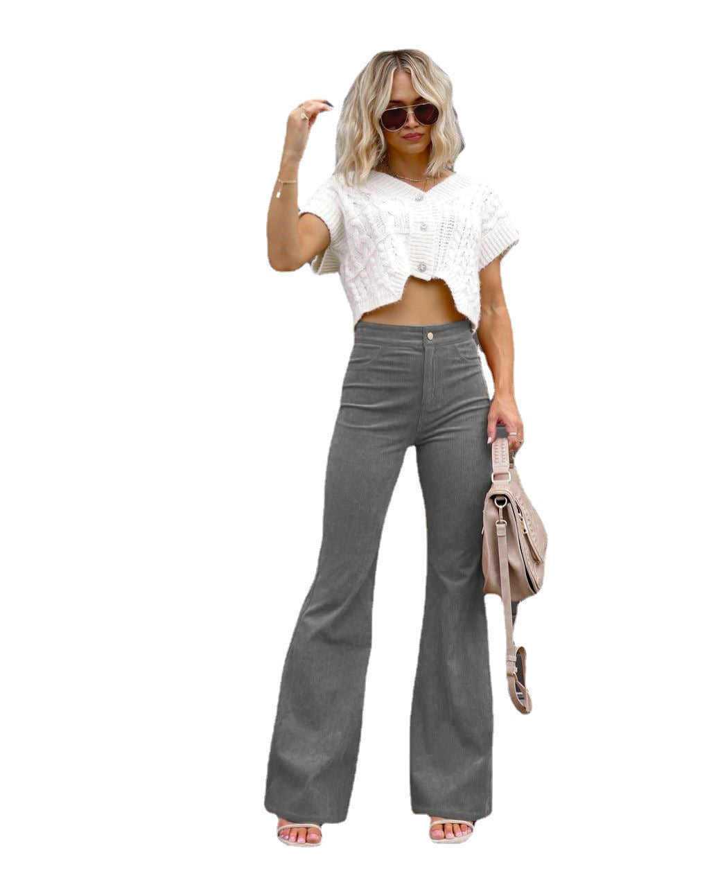 Ladies Fashion High Waist Flared Jeans Lune London