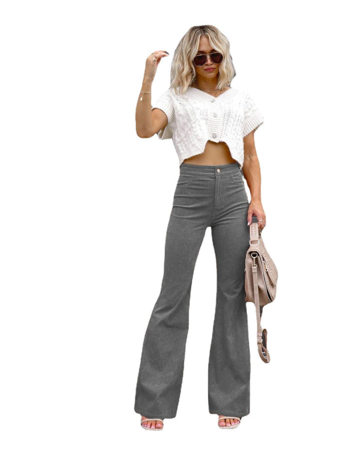 Ladies Fashion High Waist Flared Jeans Lune London