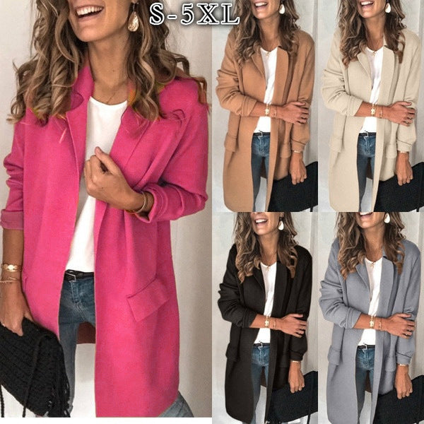 Elegant long women's coat with pockets Amarae