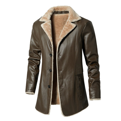 Men's synthetic leather jacket with luxurious fleece lining Amarae