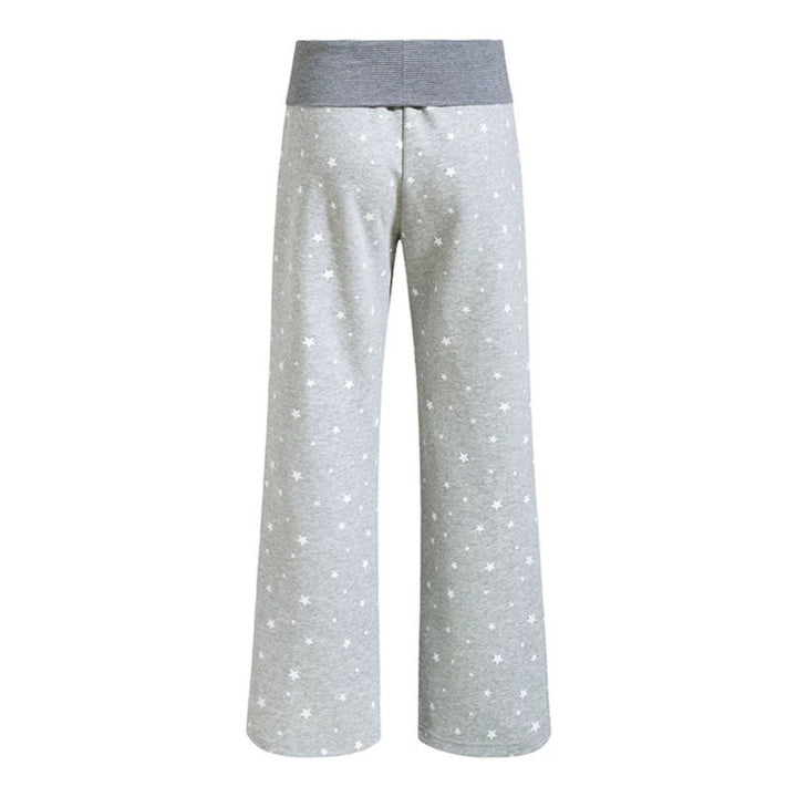 Women's lounge pants with wide leg, high ribbed waistband and star print Amarae
