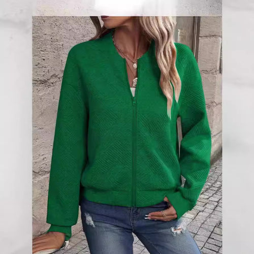 Ladies casual zip jacket with textured design Amarae