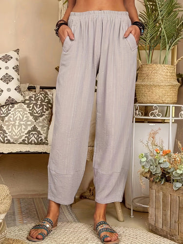 Comfortable summer pants for women with elastic waist and practical side pockets Amarae