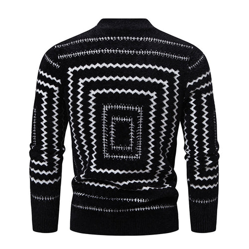 Amarae geometric pattern high collar knit sweater for women
